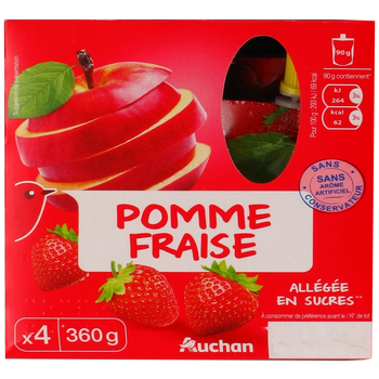 Фруктове пюре Auchan Pomme, Fraise, 4х90 г