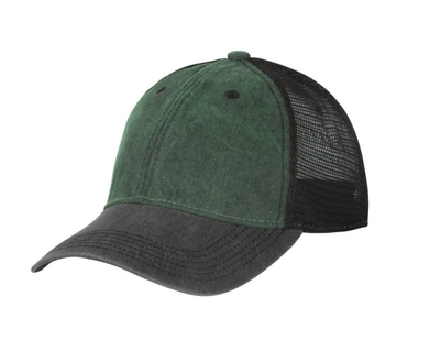 Бейсболка тактическая Plain Trucker Cap Washed Cotton Helikon-Tex Washed Dark Green/Wahsed Black (Зелёно-чёрный) One Size