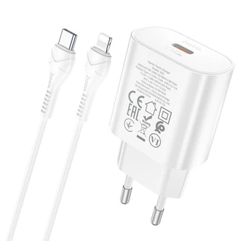 Сетевое зарядное устройство Hoco N22 1 PD 25W Type-C на Lightning белое