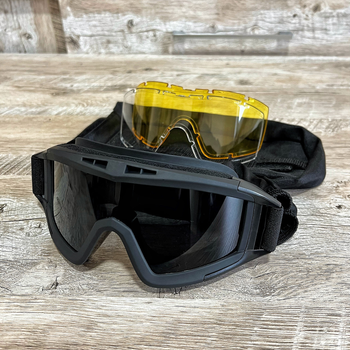 Тактичні окуляри захисна маска Revision із 3 лінзами чорна