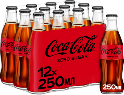 Упаковка безалкогольного напою Coca-Cola ZERO 0.25 л х 12 пляшок (5449000041166)