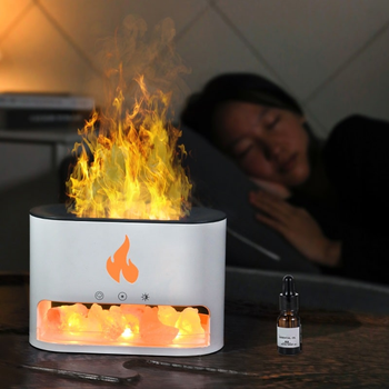 Стильная белая соляная лампа 3-в-1 Doctor-101 Flame с ультразвуковым увлажнителем воздуха и ночником. Диммирование, 4 цвета ночника (GL-2976)