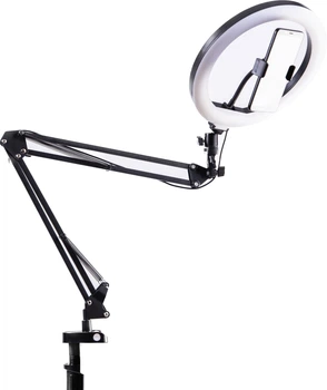 Кільцева USB лампа LUMERTY Mini (25см - 20w) / світлодіодне LED кільце на пантографі з кріпленням для телефону - для відеозв'язку, селфі фото, стримів (20W - 70)