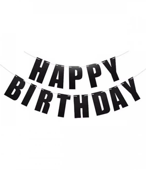 Флажки Бумажные HAPPY BIRTHDAY Черный