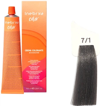 Крем-фарба для волосся Inebrya Color Linseed Oil and Aloe Vera 7/1 Blonde Ash 100 мл (8033219162223)