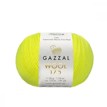 Пряжа Gazzal Wool 175 353-Желтый неон