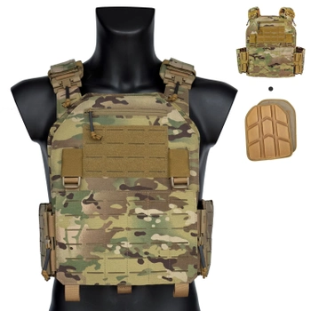 Плитоноска тактическая военный жилет разгрузочный быстросъемный, боковые карманы, нагрудный карман, MOLLE, Nylon 1050D, цвет мультикам, регулируемый размер