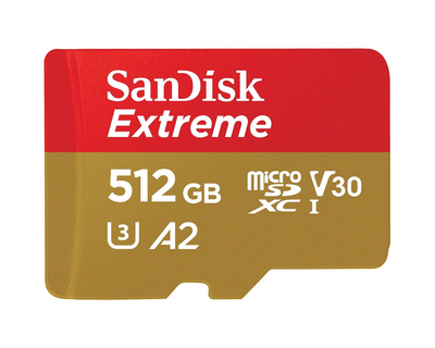 Карта пам'яті microSDXC (UHS-1 U3) SanDisk Extreme A2 512Gb class 10 V30 (R190MB/s,W130MB/s) (adapter SD) (SDSQXAV-512G-GN6MA)