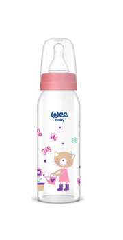 Скляна пляшечка для годування Wee baby соска № 1 250 мл рожева