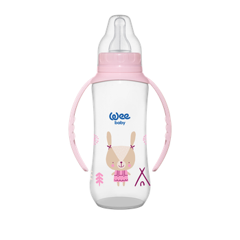 Навчальна пляшечка Wee baby соска №2 270 мл з ручками рожева