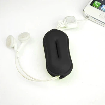 Силиконовый кейс для проводов наушников Little Bean (black) - WJK37