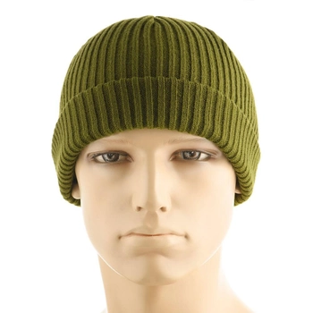 Тактична зимова M-Tac шапка в'язана 100% акрил Olive, тактична військова шапка колір оливи для ВСУ! L/XL