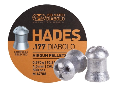 Кулі пневматичні JSB Diabolo Hades Кал - 4.5 мм Вага - 0.670 г. 500 шт/уп (1453.06.04)