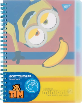 Зошит для записів YES Minions А5 80 аркушів софт-тач пластикова обкладинка (765739)