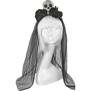 Обруч Череп з трояндами SETA Decor 21-36BLK
