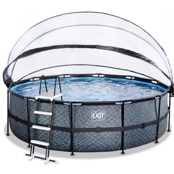Басейн каркасний Exit Toys EXIT 450 х 122 см/15233 л Сірий камінь круглий з куполом + насос 80 Вт