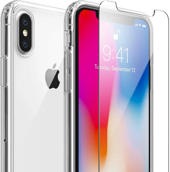 Чехол FlexGear с полной защитой для iPhone X XS и 2 защитными стеклами для экрана - Clear (500311222-X001LIP9BL)