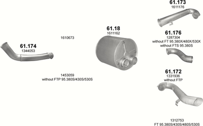 Труба глушителя POLMO (61.173) - (DAF XF 95/CF 85/CF 75) (Polmo-61.173)