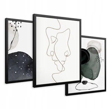 Модульна картина 3в1, Штрихове мистецтво сучасне обличчя Printedwall, 43 х 99 см (0068)