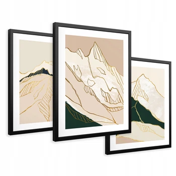 Модульна картина 3в1, Золоті гори абстракція Printedwall, 43 х 99 см (0149)