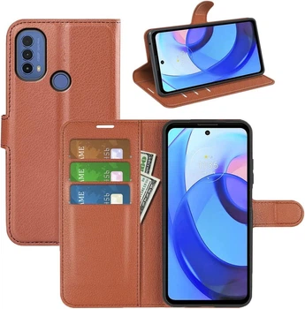 Чехол IETP для Motorola Moto E20 / E40 книжка кожа PU с визитницей коричневый