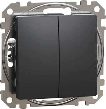2-клавішний вимикач Schneider Electric Sedna Design Чорний (SDD114105)