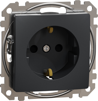 Розетка с заземлением и со шторками Schneider Electric Sedna Design Черный (SDD114022)