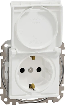 Розетка з заземленням зі шторками та з кришкою IP44 Schneider Electric Sedna Design Білий (SDD211024)