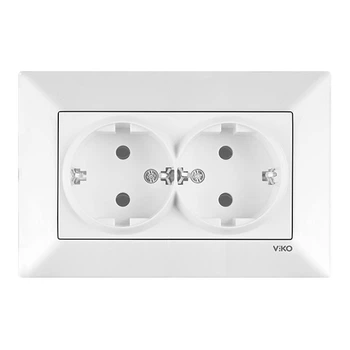 Розетка 2-я с заземлением VIKO Meridian белая (90970056-WH)