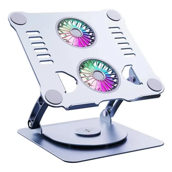 Подставка для ноутбука VHG S65 складная поворотная 360⁰C с вентилятором Rotatable Laptop Stand Silver