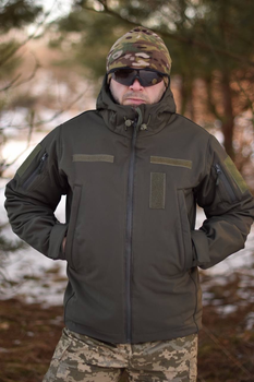 Тактическая куртка Softshell армейская военная флисовая куртка цвет олива/хаки софтшел размер 54 для ВСУ