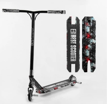 Самокат трюковый Best Scooter BS-77101 HIC-система, ПЕГИ, алюминиевый диск и дека с ПРИНТОМ, колёса PU