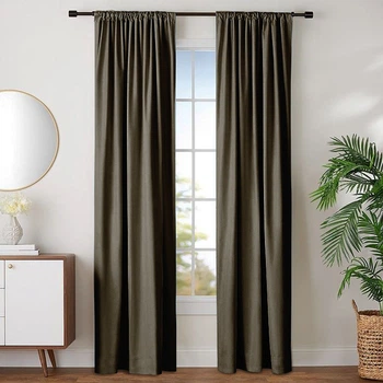 Комплект штор Lux Portiery Оксамит-велюр Сіро-оливковий 200×240 см - 2 шт (В1081)