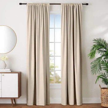 Комплект штор Lux Portiery Бархат-велюр Кремовый 150×240 см - 2 шт (В1036)