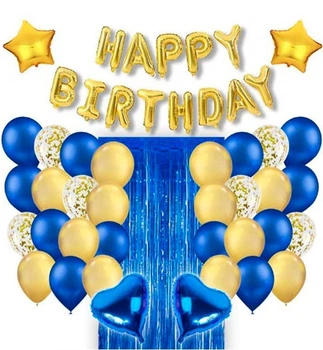 Фотозона на день рождение "HB Blue&Yellow", (36 предметов), качественный материал