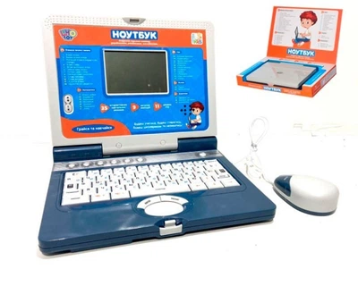 Детский компьютер Ноутбук обучающий и игровой Limo Toy 7073 3 языка, 35 функций, 11 игр, 9 мелодий Серый