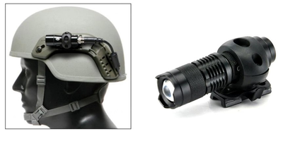 Адаптер крепления для фонарика на боковую рельсу шлема 20 мм Черный