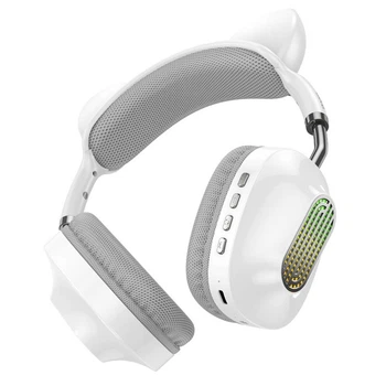 Наушники беспроводные с микрофоном bluetooth HOCO Skill ESD13 |BT5.3, Type-C, 7h, TF, FM| LED RGB подсветка кошачьи ушки
