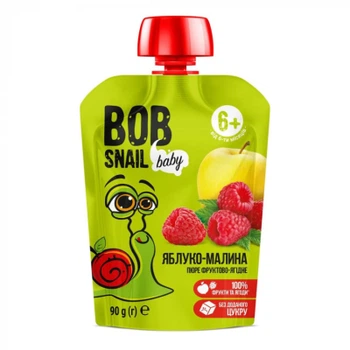 2шт, Детское пюре Bob Snail Улитка Боб Яблоко Малина 90 г (4820219343875)