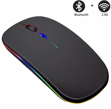 Бесшумная Беспроводная Мышь iMice PM1 2.4G + Bluetooth для ноутбуков и планшетов Черная с подсветкой