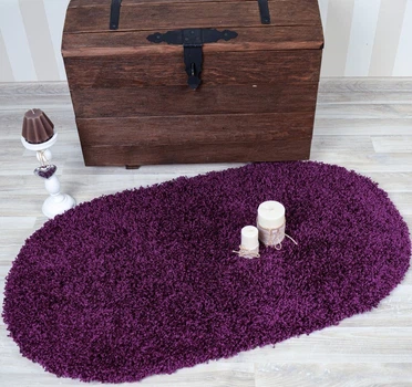 Пушистый прикроватный коврик Loca 6365 D.Purple овал 60х110 см Фиолетовый