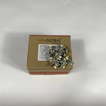 Кровельные саморезы с резиновой шайбой EDPM Info-Global 4,8х35 мм RAL 1015 Светлая слоновая кость бежевый по дереву 250шт