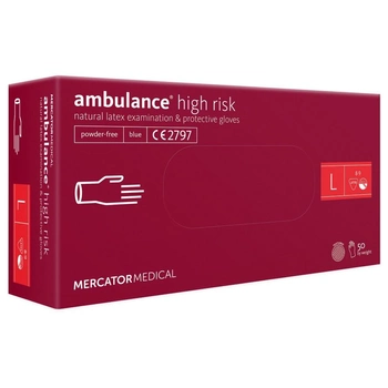 Латексні рукавички Mercator Ambulance High Risk розмір L сині (25 пар)