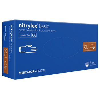 Нітрилові рукавички Mercator Nitrylex Basic розмір XL сині (50 пар)
