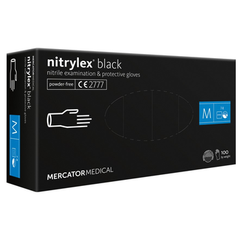 Нитриловые перчатки Mercator Nitrylex Black размер M черные (50 пар)