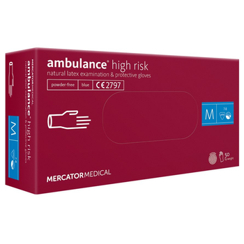 Латексные перчатки Mercator Ambulance High Risk размер M синие (25 пар)