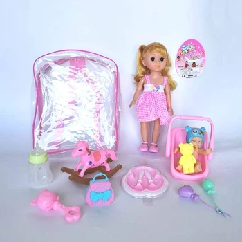 Кукла ToyCloud Мама с ребенком в переноске, аксессуары LD5402-19C