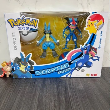 Набор фигурок Покемон Покебол Ash-Greninja и Lucario Pokemon GO шар с фигуркой-трансформером