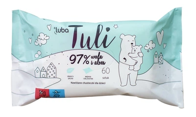 Дитячі вологі серветки Luba Tuli 97% води і алое 60 шт