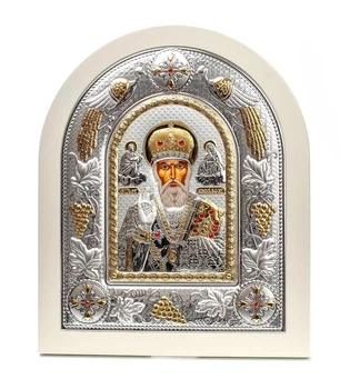 Ікона Миколая Чудотворця 18x22см на білому дереві (MA/E3108/WH-BX)